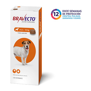 comprimido Bravecto 250 mg perros 4.5–10 kg Bravecto 3 meses antipulgas garrapatas fluralaner comprimido masticable perros pequeños