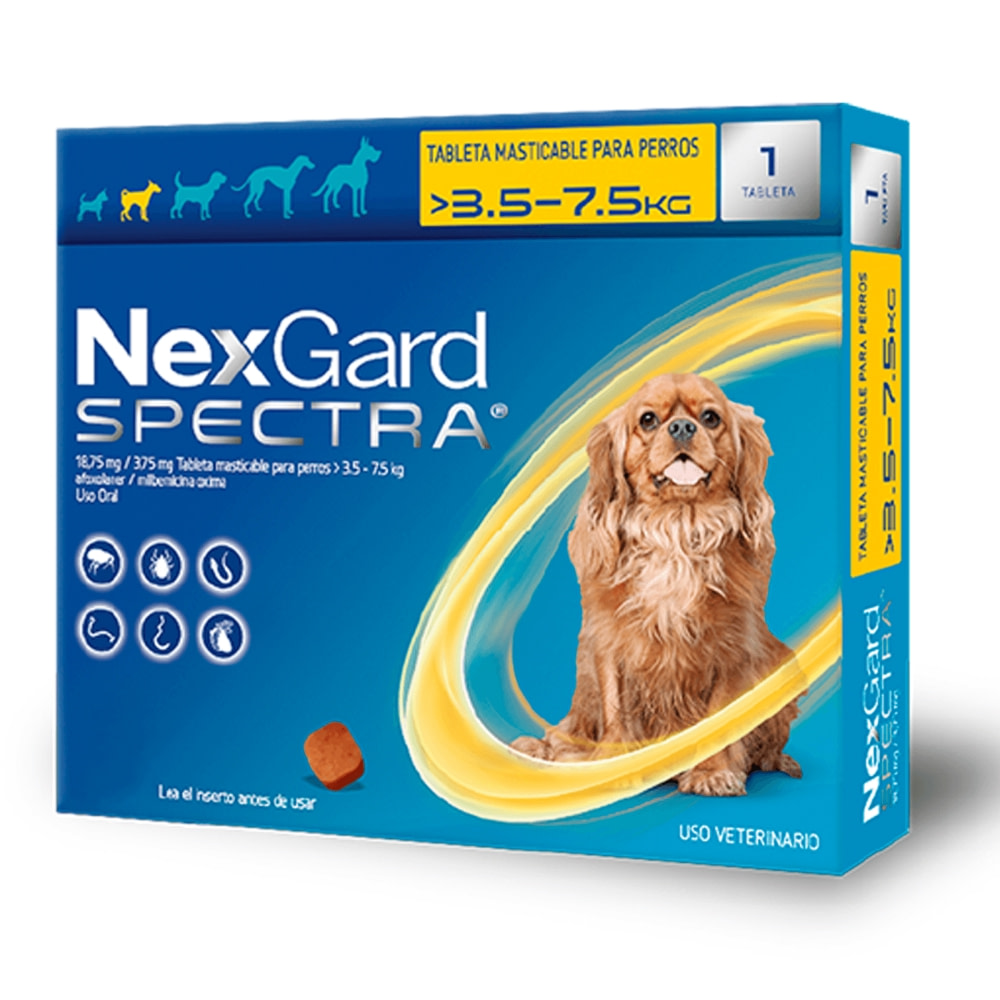 NexGard Spectra - Tableta Masticable para Perros 3.6 - 7.5 KG